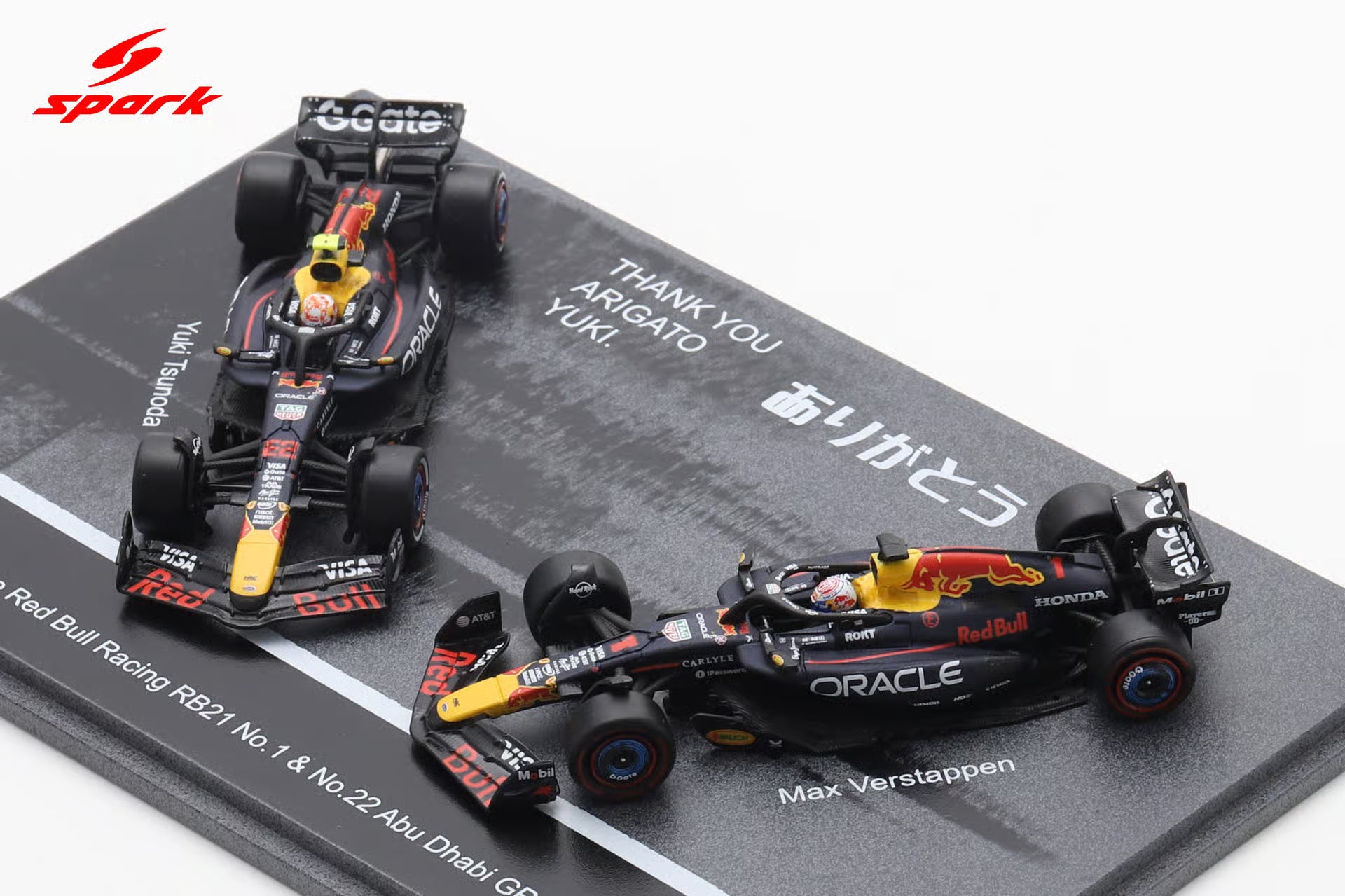 Pre-Order - Oracle Red Bull Racing RB21 No.1 & No.22 Abu Dhabi GP 2025 Max Verstappen & Yuki Tsunoda - Thank You, Yuki 1:64