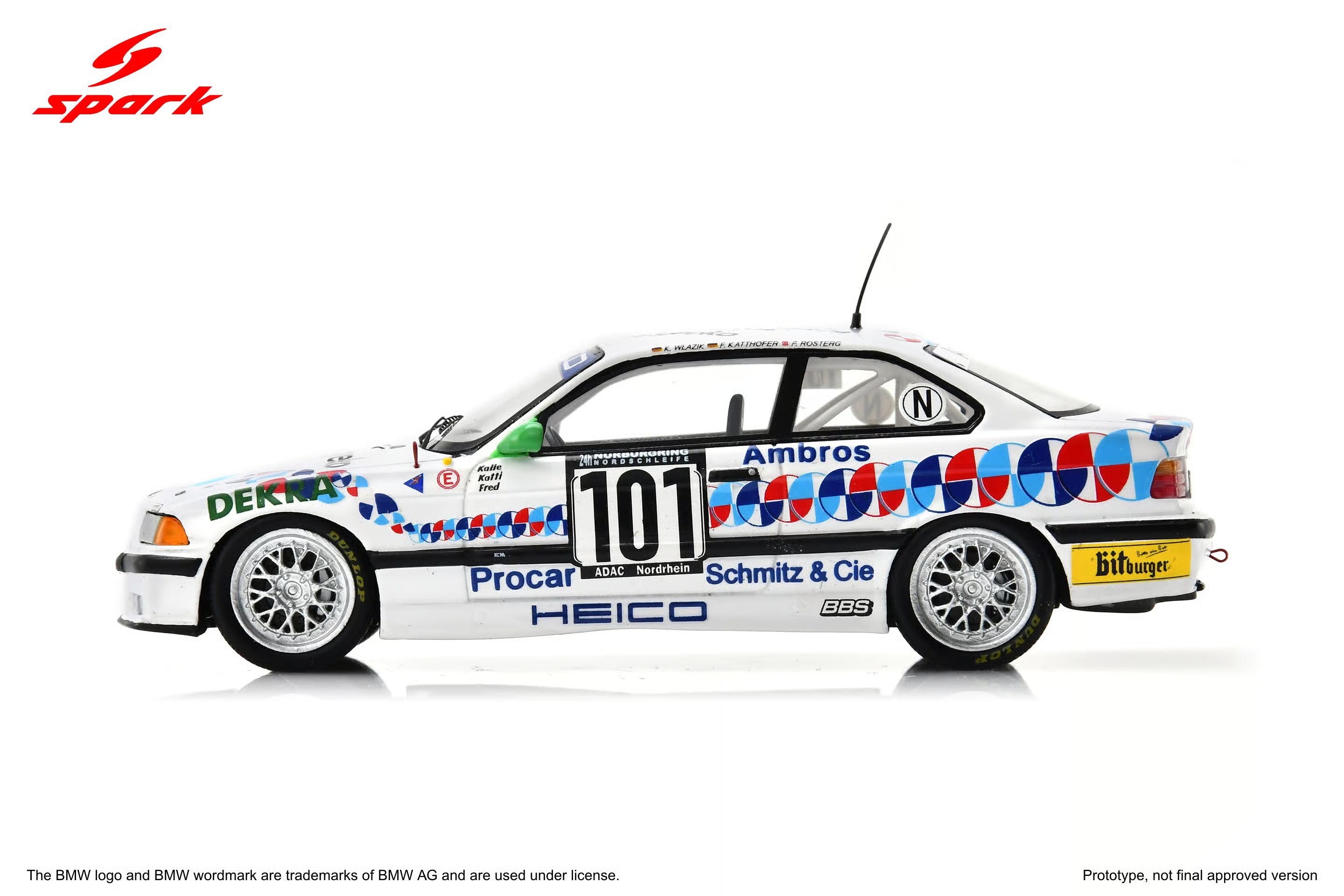 Pre-Order BMW M3 E36 No.101 Heico Dienstleistungen Winner Nürburgring 24H 1994 K. Wlazik - F. Katthöfer - F. Rosterg