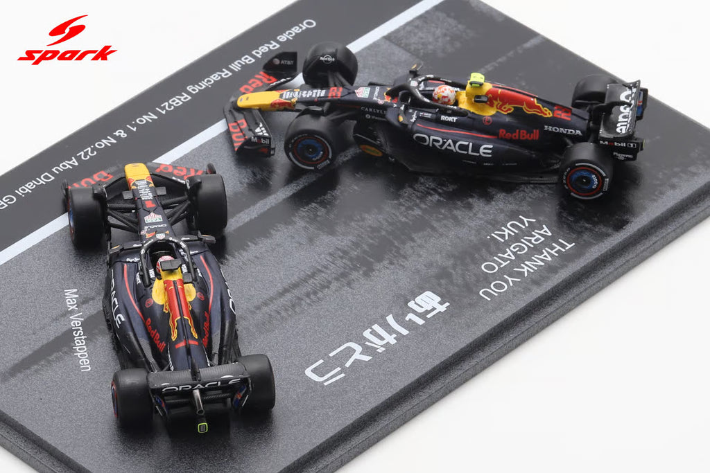 Pre-Order - Oracle Red Bull Racing RB21 No.1 & No.22 Abu Dhabi GP 2025 Max Verstappen & Yuki Tsunoda - Thank You, Yuki 1:64