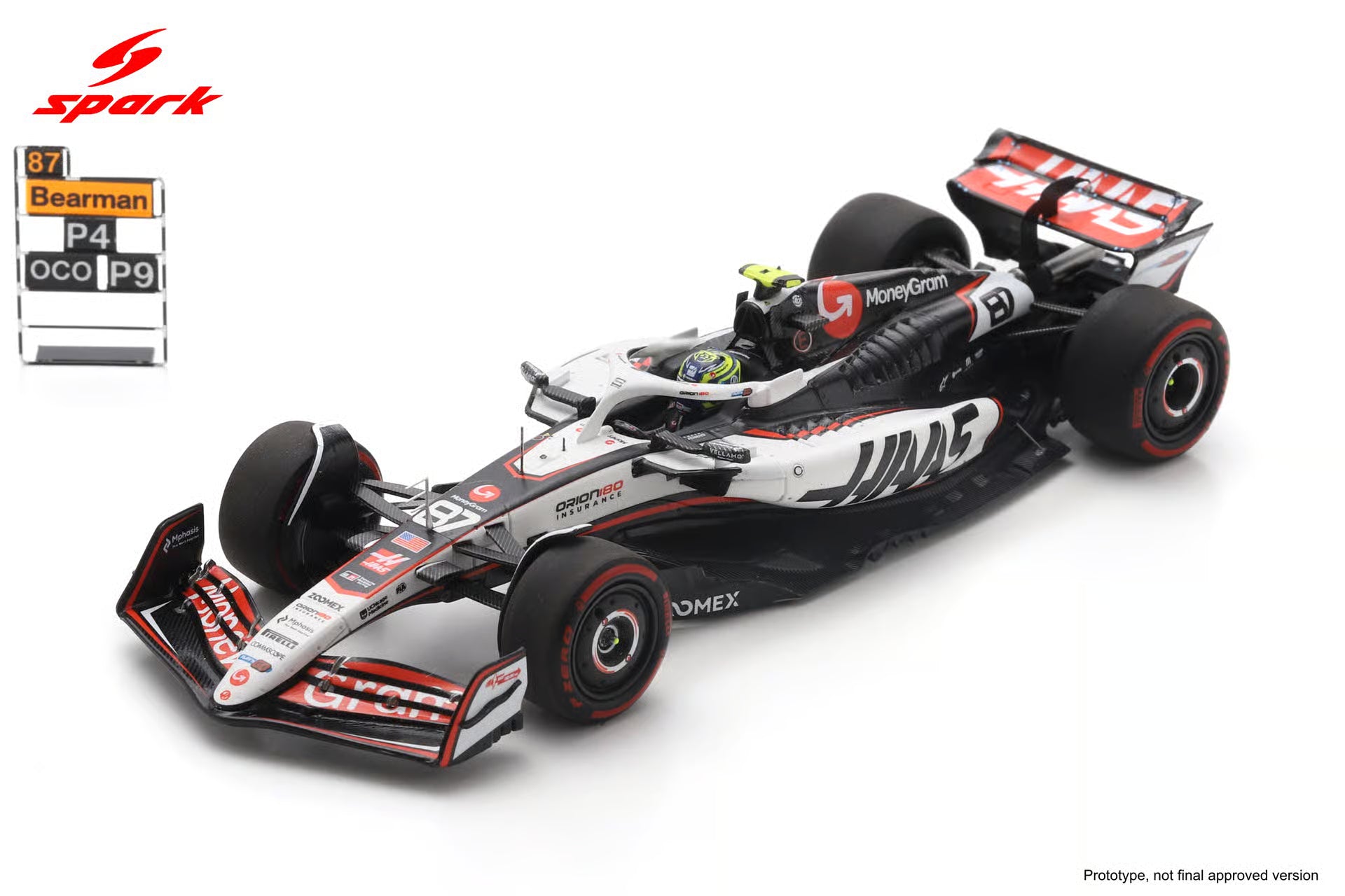 Pre-Order - MoneyGram  Haas F1 Team VF25 No.87 4th Mexican GP 2025 Oliver Bearman (with pit board) 1:43