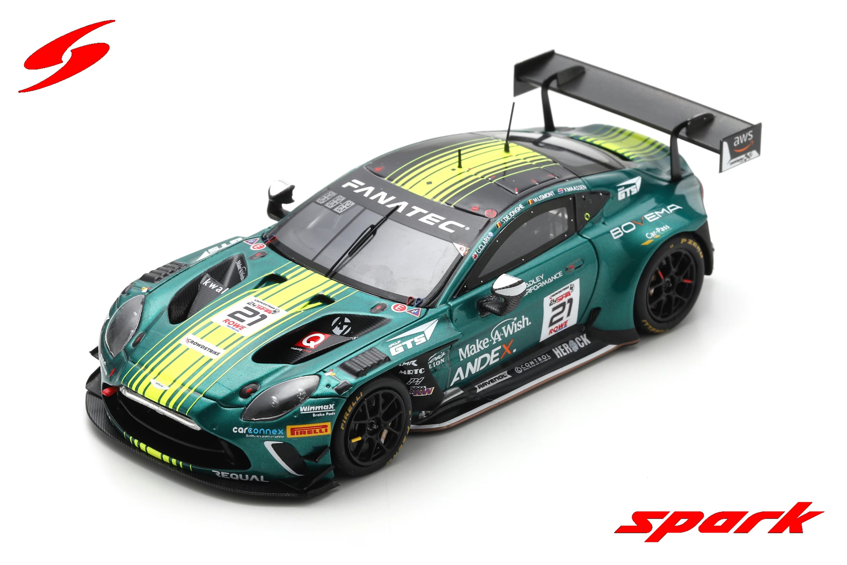 Aston Martin Vantage AMR GT3 EVO No.21 Comtoyou Racing 24H Spa 2024 C. Clark – M. Lismont – X. Maassen – S. Dejonghe Limited 300  1:43
