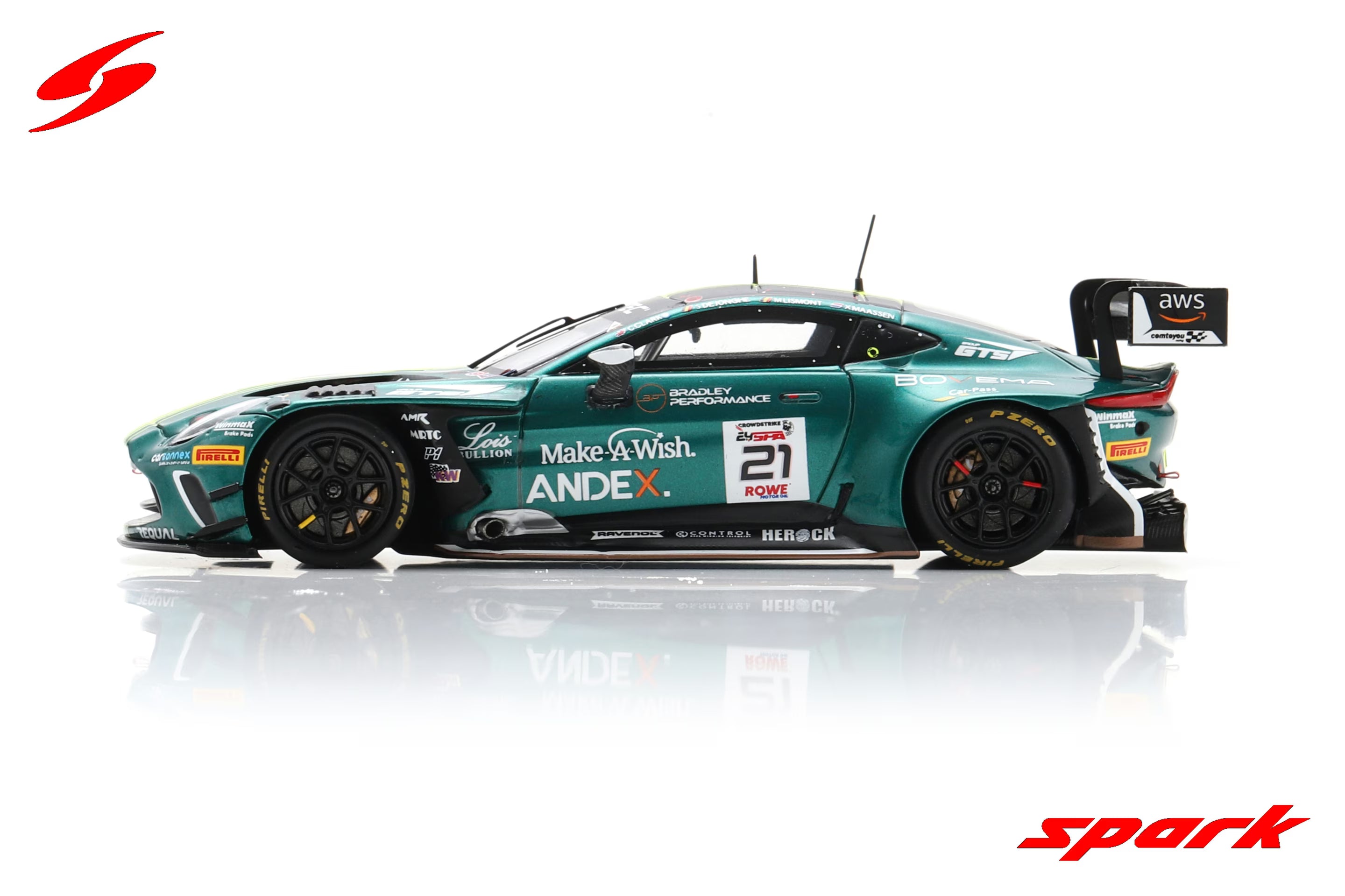 Aston Martin Vantage AMR GT3 EVO No.21 Comtoyou Racing 24H Spa 2024 C. Clark – M. Lismont – X. Maassen – S. Dejonghe Limited 300  1:43