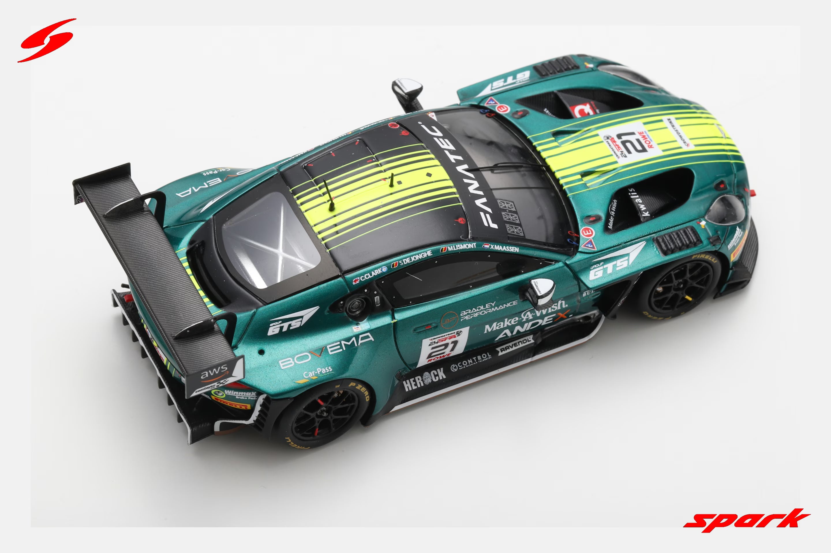 Aston Martin Vantage AMR GT3 EVO No.21 Comtoyou Racing 24H Spa 2024 C. Clark – M. Lismont – X. Maassen – S. Dejonghe Limited 300  1:43