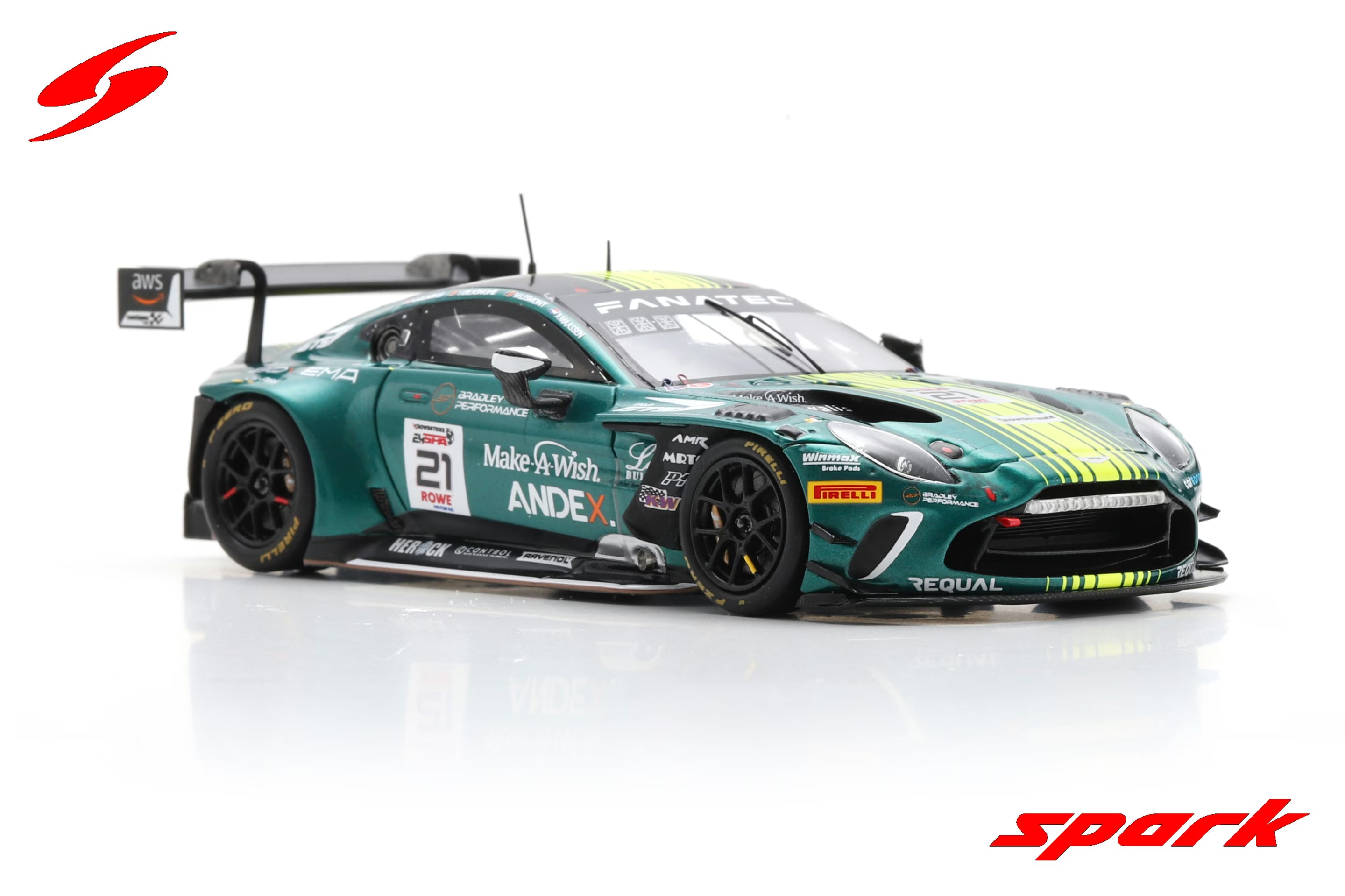 Aston Martin Vantage AMR GT3 EVO No.21 Comtoyou Racing 24H Spa 2024 C. Clark – M. Lismont – X. Maassen – S. Dejonghe Limited 300  1:43