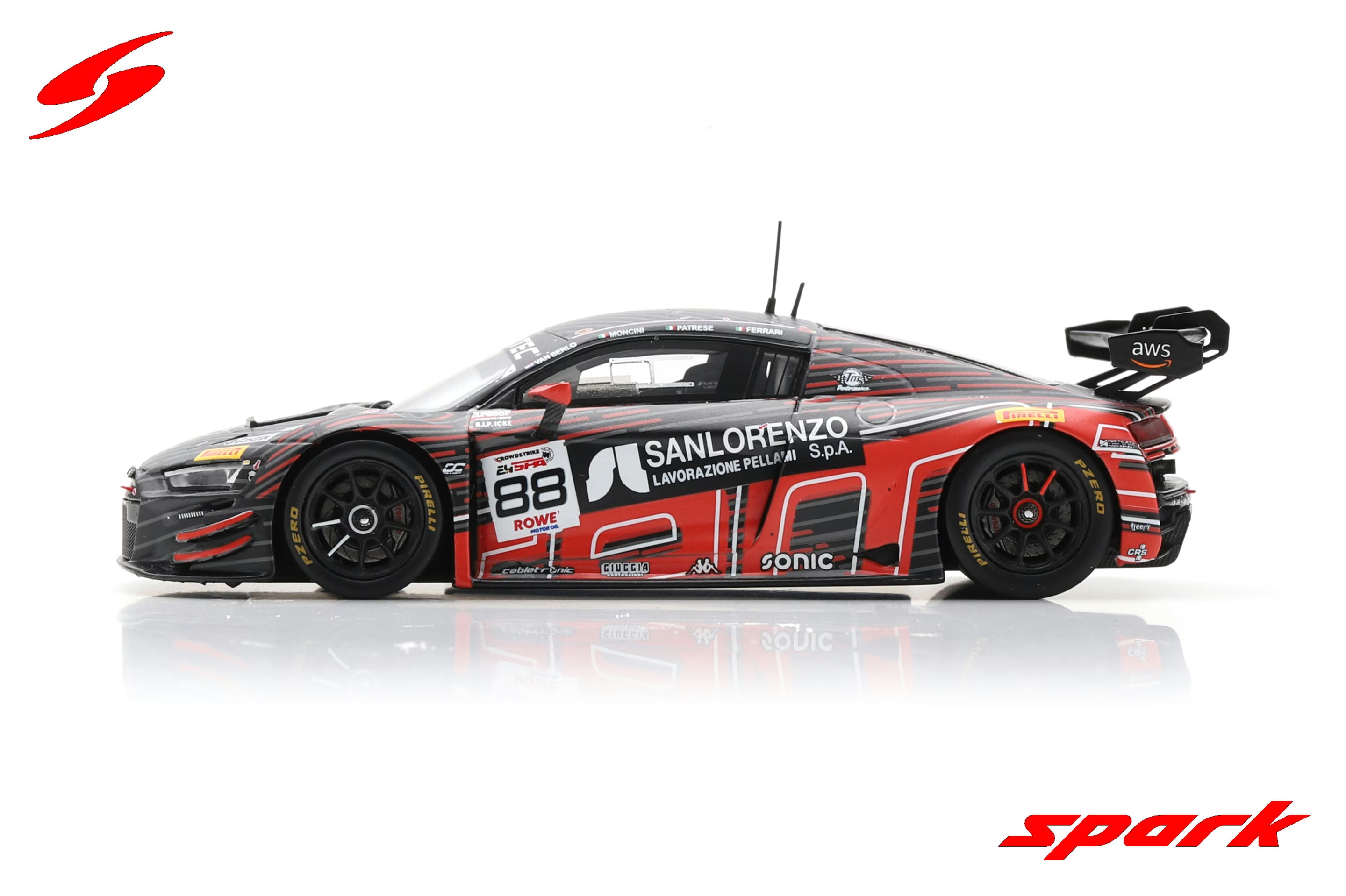 Audi R8 LMS GT3 EVO II No.88 Tresor Attempto Racing 24H Spa 2024 L. Moncini – L. Patrese – L. Ferrari – G. van Berlo Limited 300  1:43