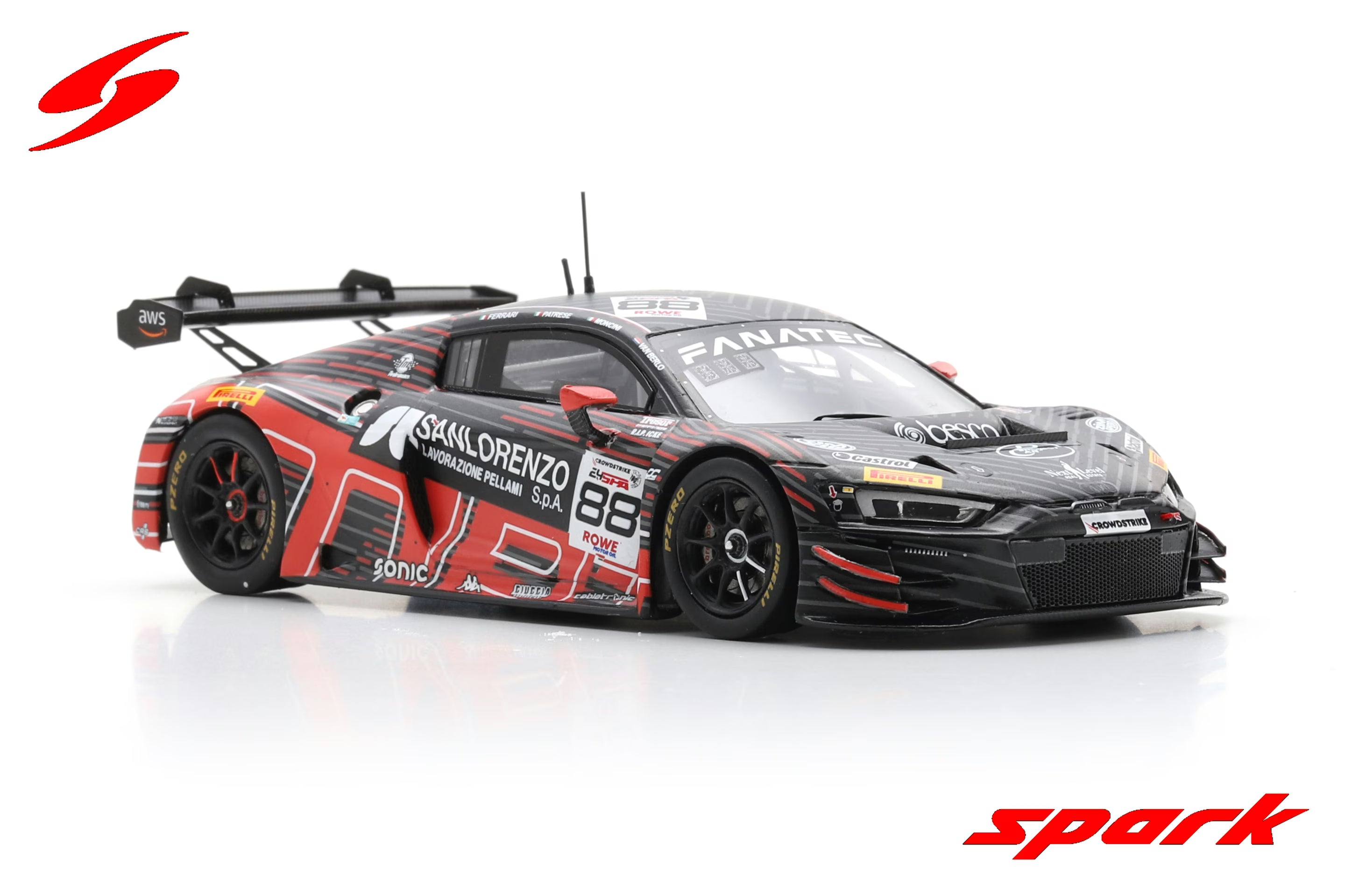 Audi R8 LMS GT3 EVO II No.88 Tresor Attempto Racing 24H Spa 2024 L. Moncini – L. Patrese – L. Ferrari – G. van Berlo Limited 300  1:43