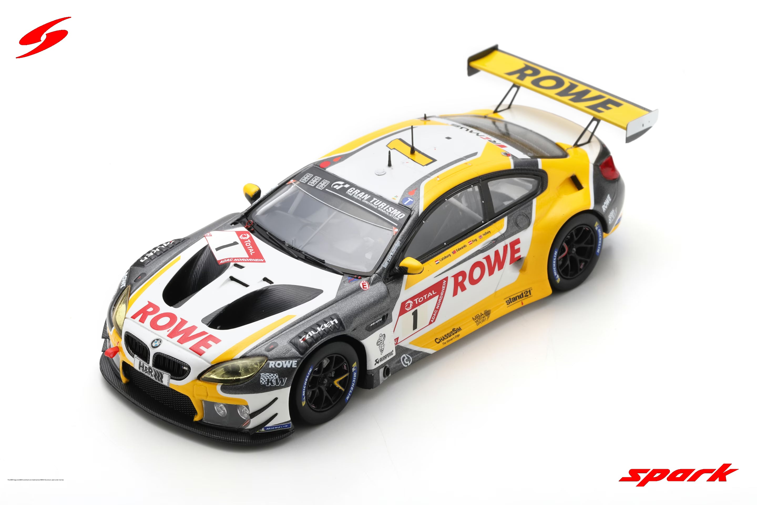 BMW M6 GT3 No.1 ROWE RACING - Pole Position 24H Nürburgring 2021 - N. Catsburg - J. Edwards - P. Eng - N. Yelloly  1:43