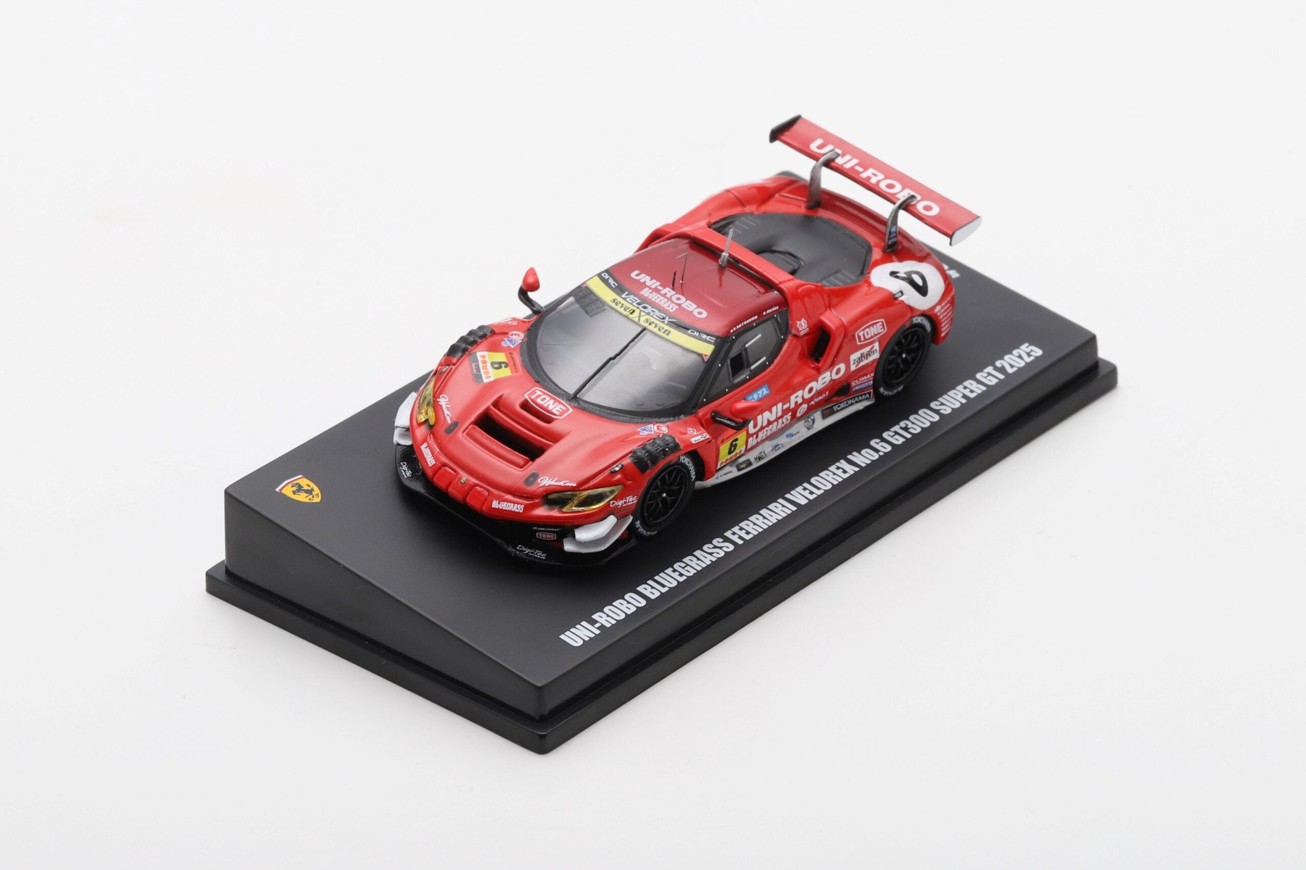 UNI-ROBO BLUEGRASS FERRARI VELOREX No.6 GT300 SUPER GT 2025 Y. Katayama - R. Merhi Muntan 1:64