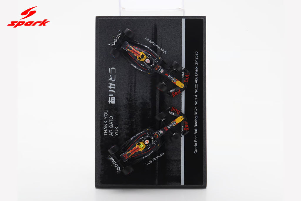Pre-Order - Oracle Red Bull Racing RB21 No.1 & No.22 Abu Dhabi GP 2025 Max Verstappen & Yuki Tsunoda - Thank You, Yuki 1:64