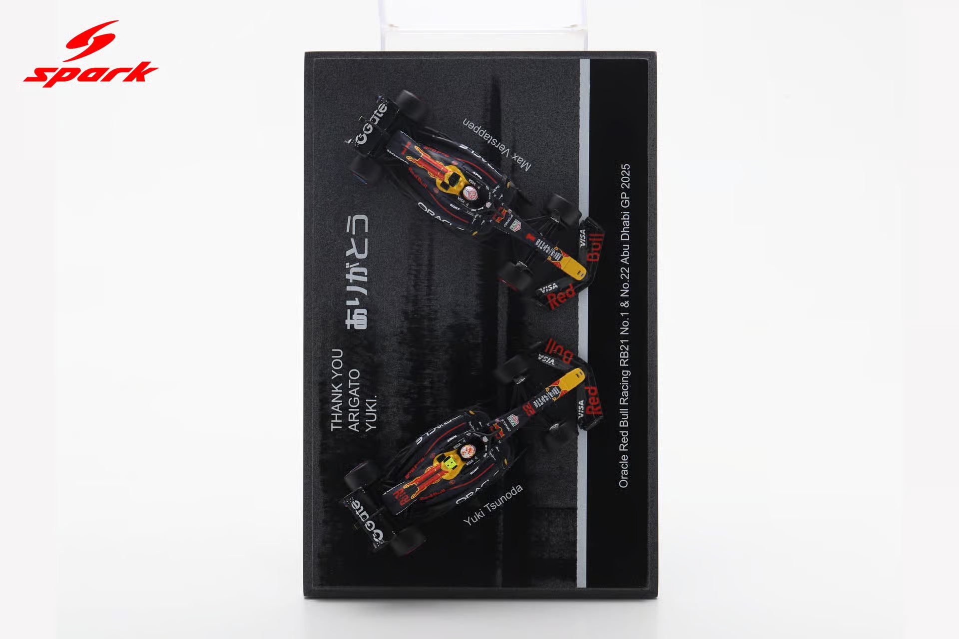 Pre-Order - Oracle Red Bull Racing RB21 No.1 & No.22 Abu Dhabi GP 2025 Max Verstappen & Yuki Tsunoda - Thank You, Yuki 1:64